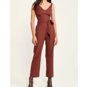 Abercrombie & Fitch V-Neck Belted Jumpsuit